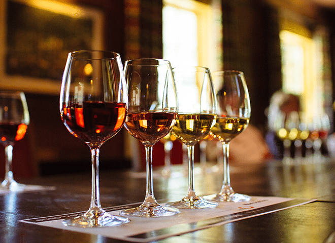 Four wine glasses