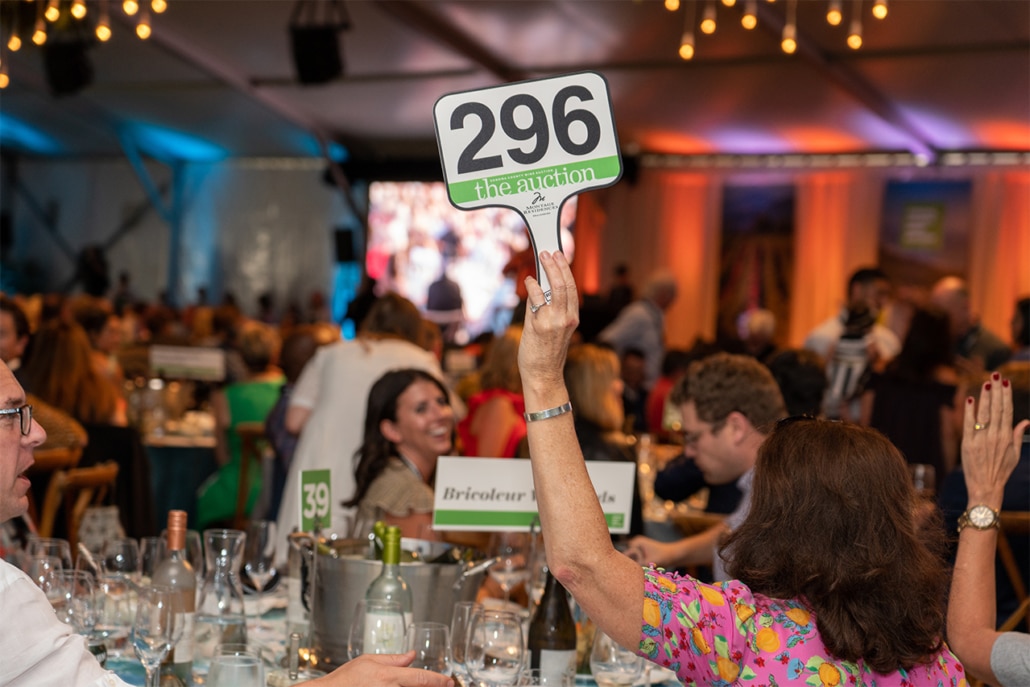 Sonoma County Wine Auction paddle raise benefiting Sonoma County Vintners Foundation