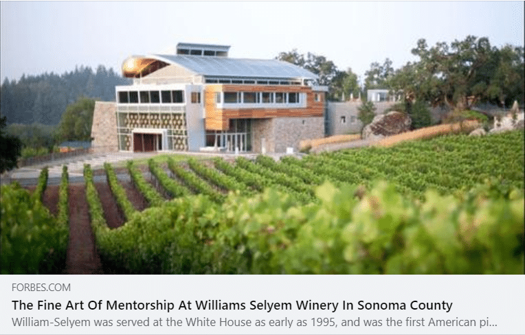 Screenshot of Forbes article with Williams Selyem Winery