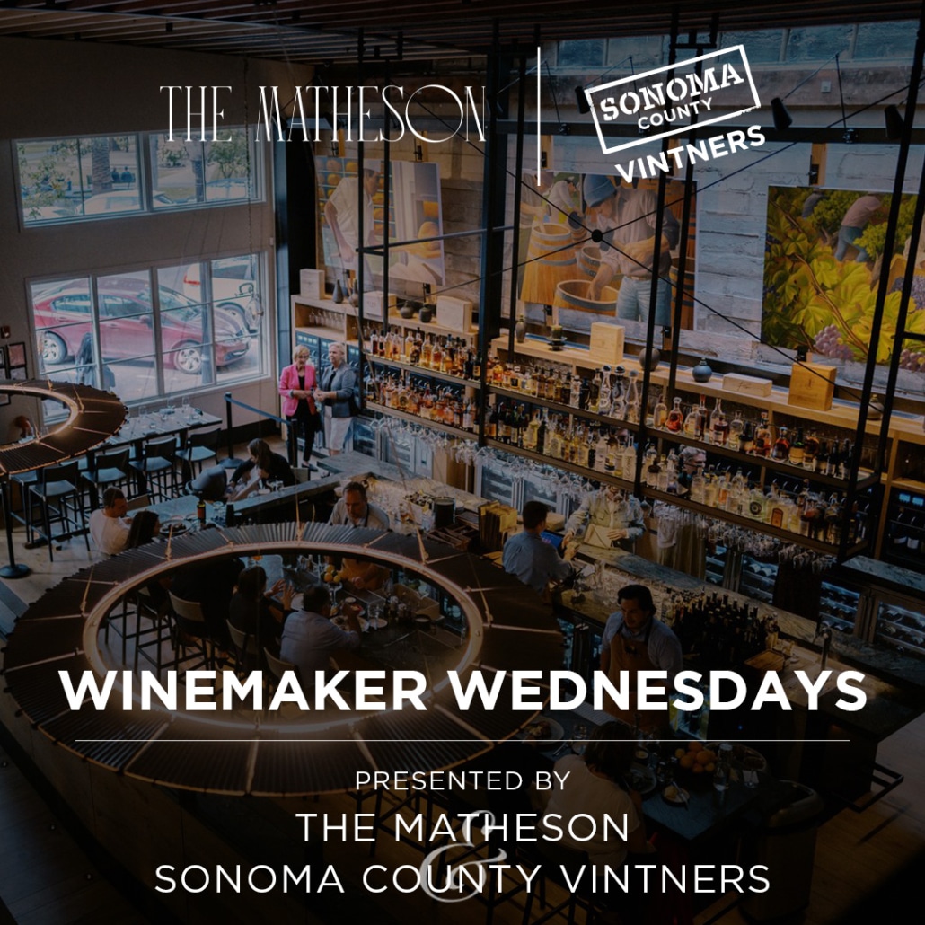 Overview of the dining room at The Matheson with Winemaker Wednesdays, Presented By The Matheson & Sonoma County Vintners