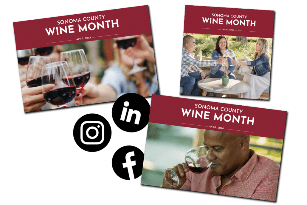 Examples of Sonoma County Wine Month social media graphics